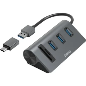 Hama OTG-Hub/Card Reader 5-Port 3X USB-A SD MicroSD w/ USB-C-Adapter