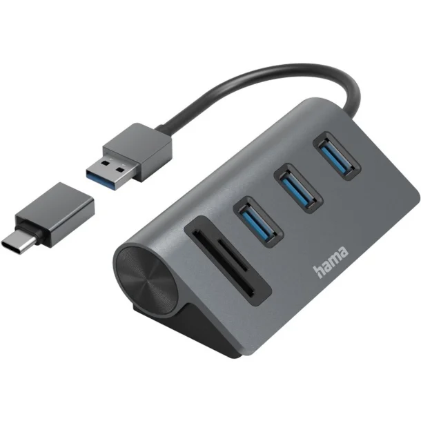 Hama OTG-Hub/Card Reader 5-Port 3X USB-A SD MicroSD w/ USB-C-Adapter